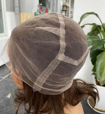 Chestnut Transparent Full Lace Wig Short Wavy Human Hair In Bulk