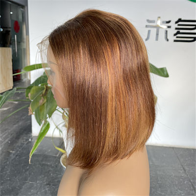 ODM blonde 13x4 Transparent Lace Frontal Human Bob Wigs Human Hair Highlight Color