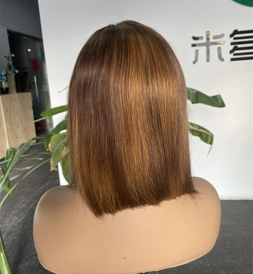 ODM blonde 13x4 Transparent Lace Frontal Human Bob Wigs Human Hair Highlight Color
