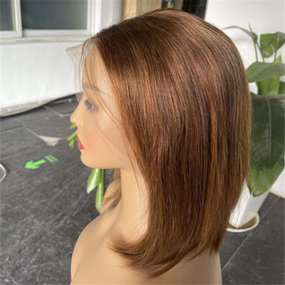 ODM blonde 13x4 Transparent Lace Frontal Human Bob Wigs Human Hair Highlight Color