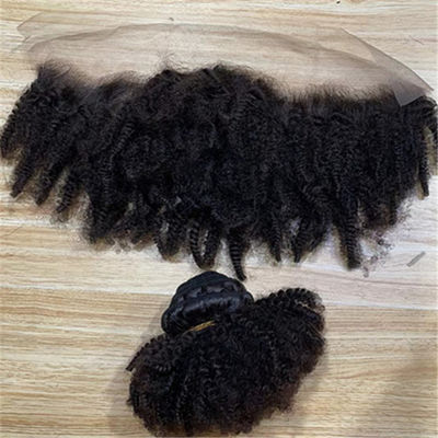 8inches Brazilian Human Kinky Bulk Hair Bundles Extensions With Closures Frontals