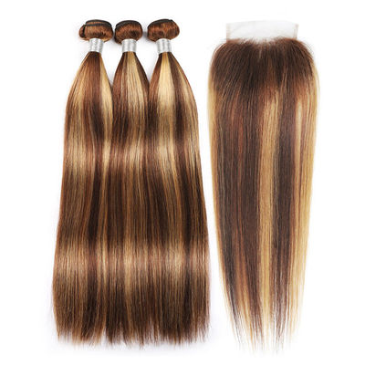 Highlight Piano Ombre Colored Human Hair Bundles Straight Wigs P4 27