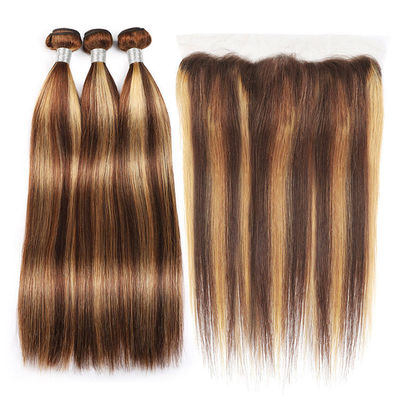 Highlight Piano Ombre Colored Human Hair Bundles Straight Wigs P4 27