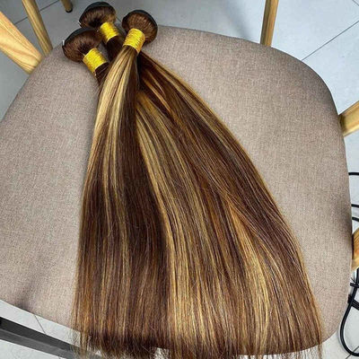 Highlight Piano Ombre Colored Human Hair Bundles Straight Wigs P4 27