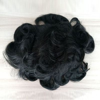 6 Inch Thin Skin Mens Toupee Human Hair Curly Wig 10A Grade OEM