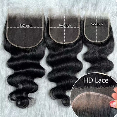 12A HD Lace Closure 6x6 Remy Human Hair Swiss Straight Indian Hair Oem