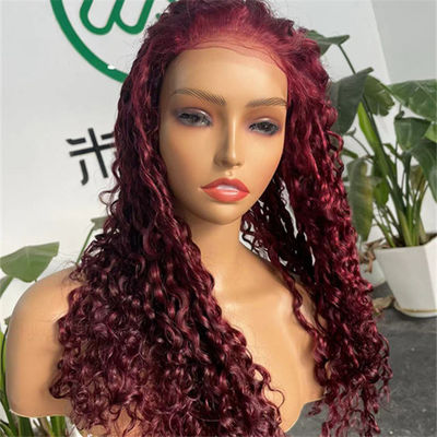Pixie Curl 5x5 Lace Closure Wig Pre Plucked Human Hair Burgundy Color