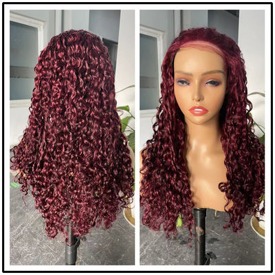 Pixie Curl 5x5 Lace Closure Wig Pre Plucked Human Hair Burgundy Color