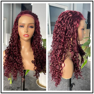Pixie Curl 5x5 Lace Closure Wig Pre Plucked Human Hair Burgundy Color
