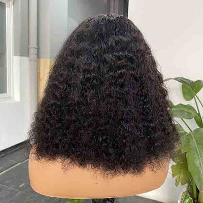 Natural Kinky Straight Water Wave Short Curly Bob Wigs Human Hair With Bangs
