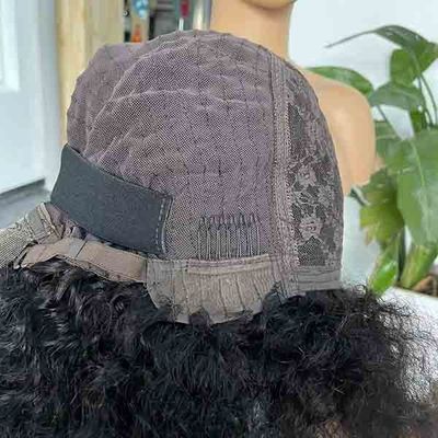 Natural Kinky Straight Water Wave Short Curly Bob Wigs Human Hair With Bangs