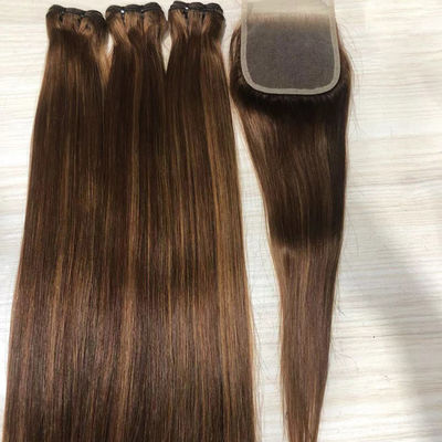 Wholesale Bone Straight Super Double Drawn Silky Vietnamese Piano Hair Highlight Straight Bundles With Closure