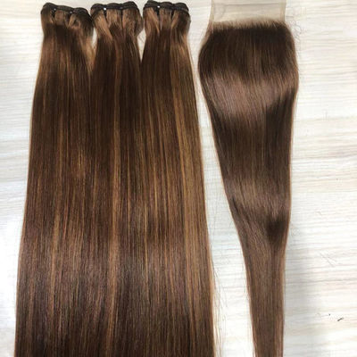 Wholesale Bone Straight Super Double Drawn Silky Vietnamese Piano Hair Highlight Straight Bundles With Closure