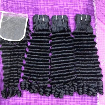 Cheveux Double Drawn Human Hair Weaves Funmi Bouncy Curls Bundle