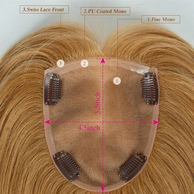 Natural Real Remy Mono Thin Women'S Toupee Wigs Human Hair With Bangs