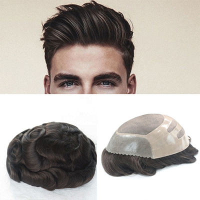 Bond 100% Human Hair Male Wigs Toupee Replacement Fino Mono Lace Men's Capillary Prosthesis