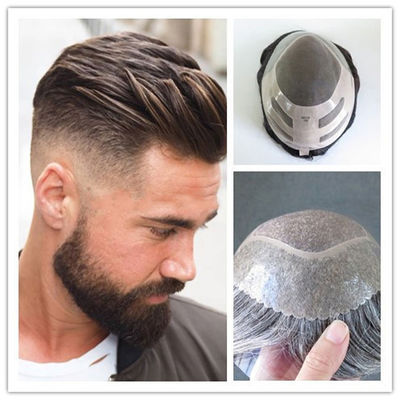 Bond 100% Human Hair Male Wigs Toupee Replacement Fino Mono Lace Men's Capillary Prosthesis