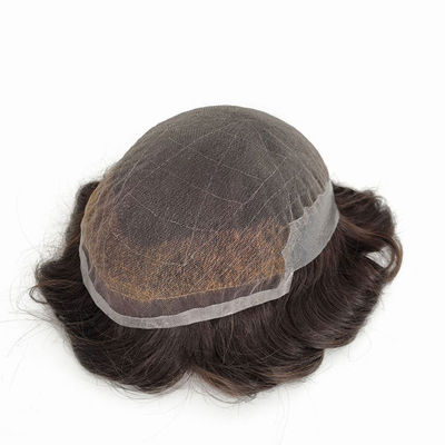 Q6 PU Skin Swiss Lace Full Lace Toupee Mens Real Looking Wigs With Front Lace Bleached