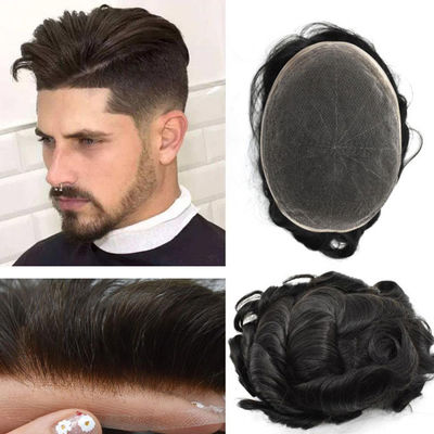 Full Swiss Lace Mens Toupee Human Hair Super Thin 8inch ODM