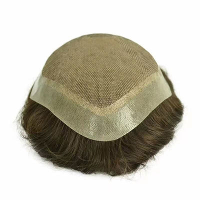 1B Real Mens Toupee Human Hair Fine Mono Prosthesis 6x9 7x10