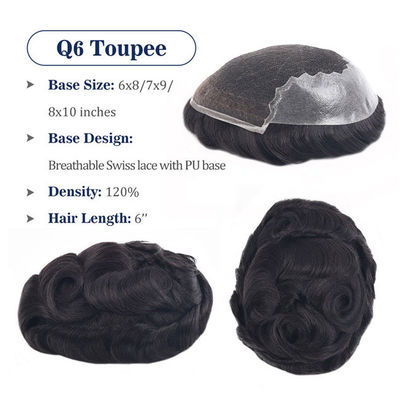 Neobeauty Mens Toupee Human Hair Long Wig Q6 Base Prosthesis Replacement 6x8