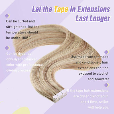Salon Natural Looking Hair Extensions Full Cuticle Double Sided Adhesive In Bulk