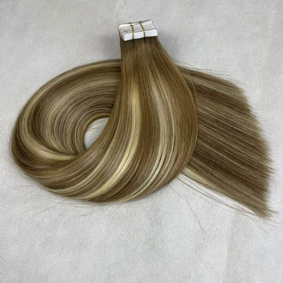 Natural Remy brown Tape In 99J Hair Extensions Invisible Injected
