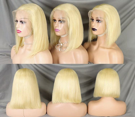 Brazilian Straight Human Hair 613 Blonde Wig Lace Natural Black Short Straight Bob