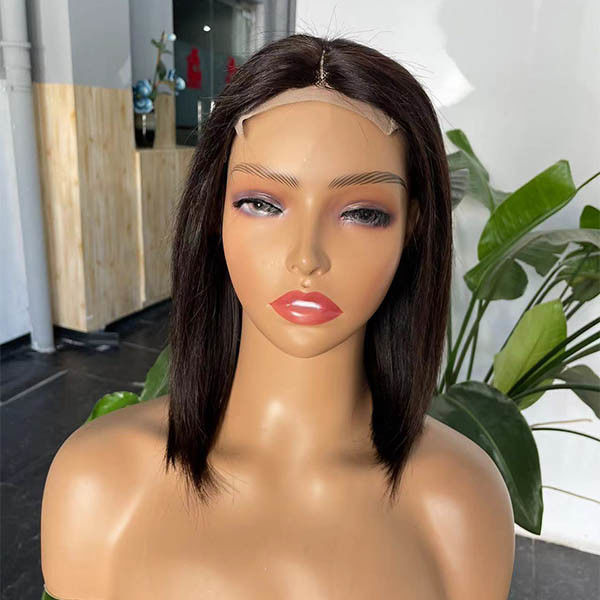 Natural Color 4x1 Middle Part Bob Wig kinky straight For Women