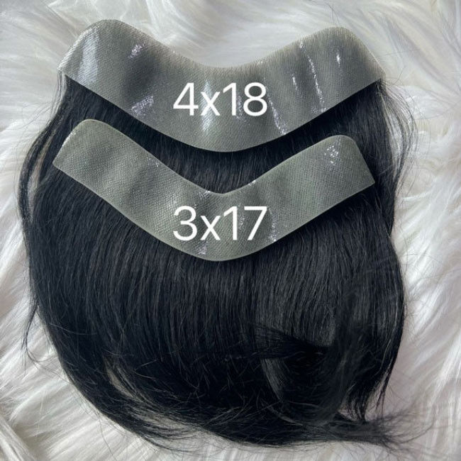 Forehead Bald Mens Toupee Human Hair Real Replacement Super Thin