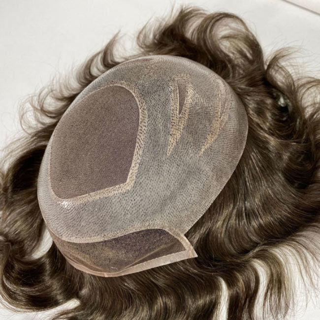 6inches Human Hair Mens Toupee Mono Lace Wigs Silk Base Closure