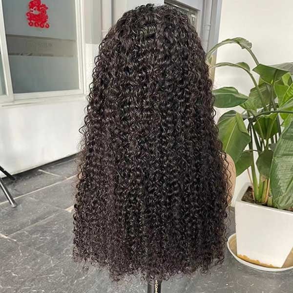 13x4 Glueless Transparent Human Hair Lace Wig Double Drawn Jerry Kinky Curly Brazilian Frontal 2