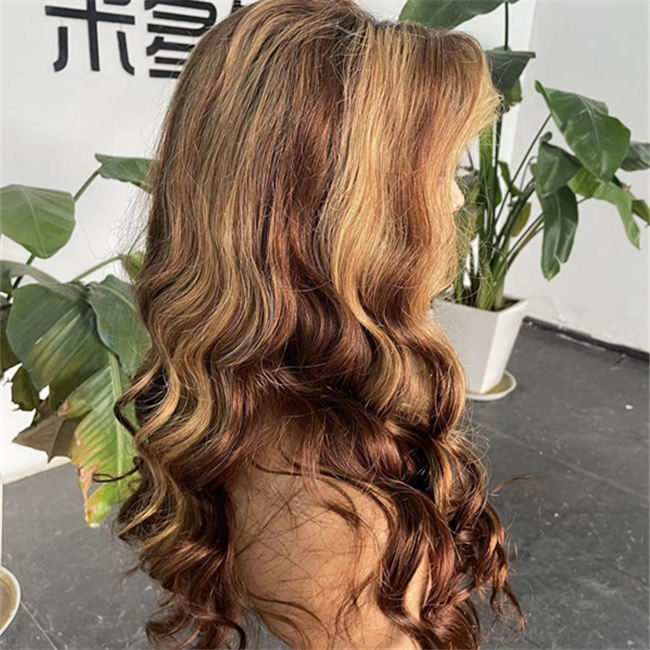 Highlight Wavy 5x5 HD Lace Closure Glueless Wig Human Hair High Density 3