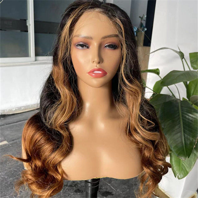 Ombre Honey Brown Body Wave HD Lace Wig Human Hair Swiss Glueless Precut Wigs 3