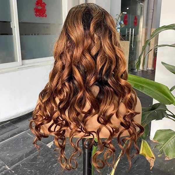 Brown Body Wave Frontal 4x4 Lace Wigs Transparent Lace Closure 200gram 3