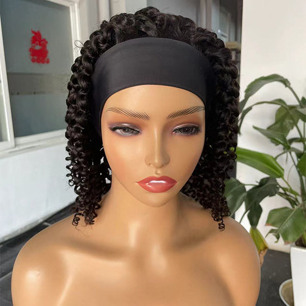 Glueless Kinky Curly Brazilian Human Hair Lace Wig Virgin Cuticle Aligned Headband 3