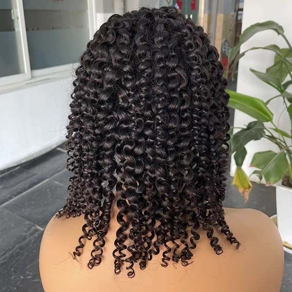Glueless Kinky Curly Brazilian Human Hair Lace Wig Virgin Cuticle Aligned Headband 0