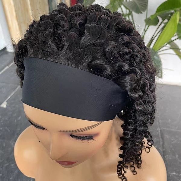 Glueless Kinky Curly Brazilian Human Hair Lace Wig Virgin Cuticle Aligned Headband 2
