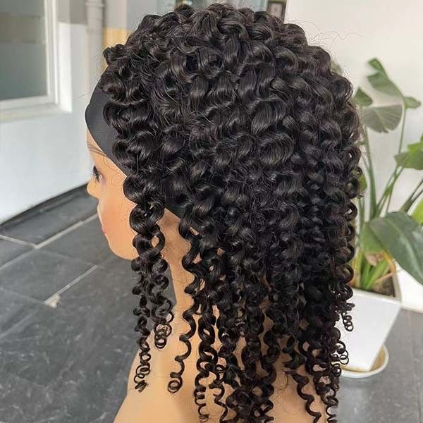Glueless Kinky Curly Brazilian Human Hair Lace Wig Virgin Cuticle Aligned Headband 4