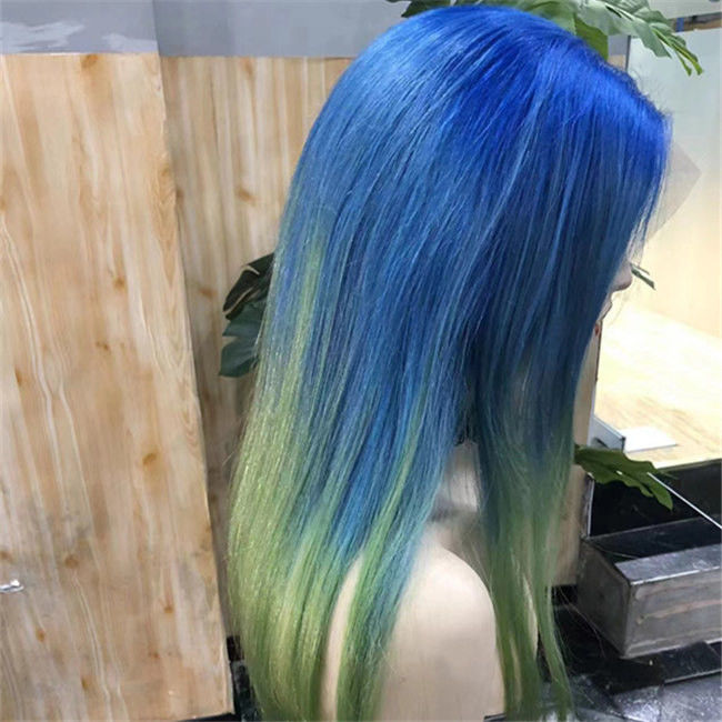Ombre Blue Green 613 Blonde Wig Straight Lace 13x6 Frontal Human Hair 0