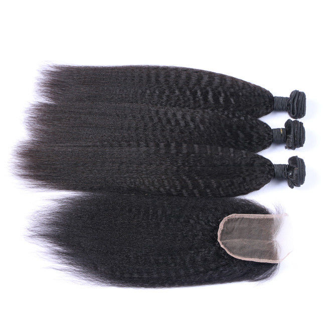 8a 10a Brazilian Yaki Kinky Straight Bundles 100% Virgin Human Hair With Closure 1