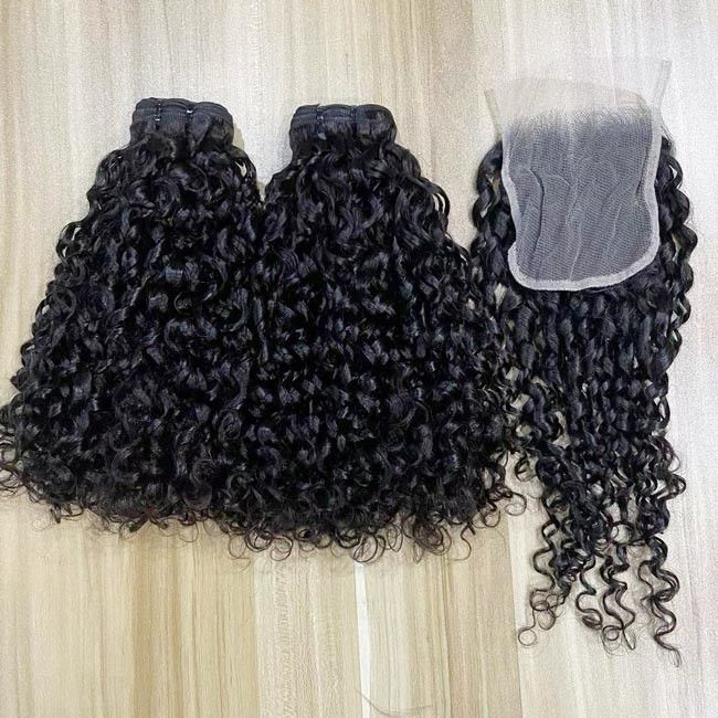 Wholesale Vietnamese Bouncy Curl Human Hair Bundles Unprocessed Pissy Curls Hair Double Drawn Bundles 0