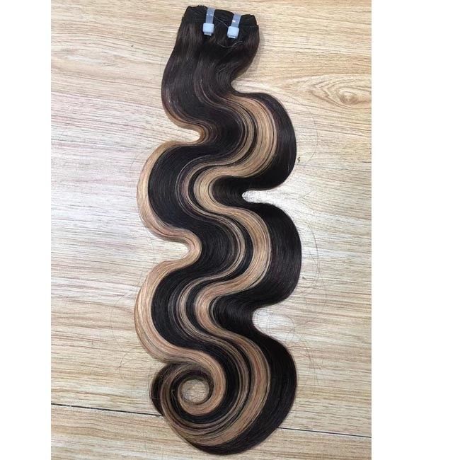 SDD Piano Color Body Wave Human Hair Bundles Highlight Single Donor Raw Hair Super Double Drawn Vietnamese Hair Bundles 2