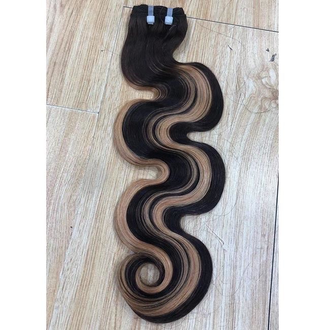 Wholesale Hair Vendors Super Double Drawn Human Hair Weaves Bundles , Highlight 12A Grade Body Wave Raw Cuticle Aligned 1