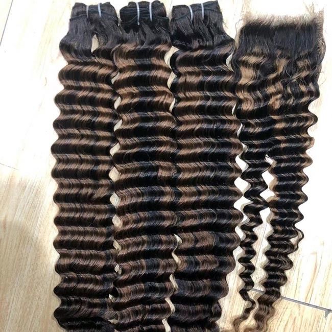 Nigerian 12A Grade Cuticle Aligned Mink Unprocessed Pixie Curl Vietnam Double Drawn Raw Virgin Hair Highlight Deep Wave 1