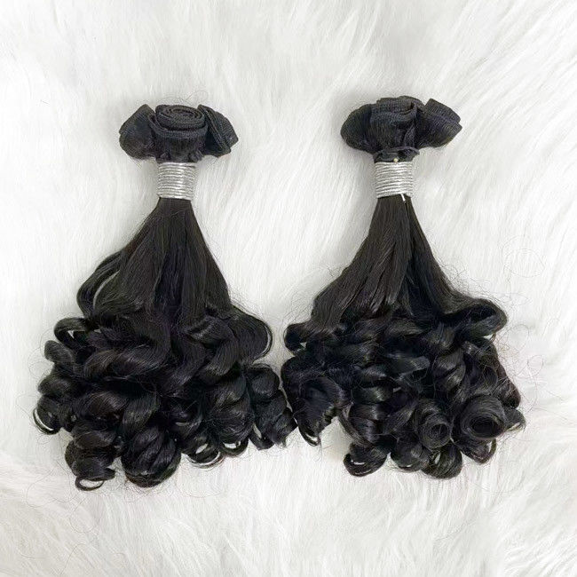 Silky Funmi Bouncy Double Drawn Human Hair Weave Extensions Customized 0