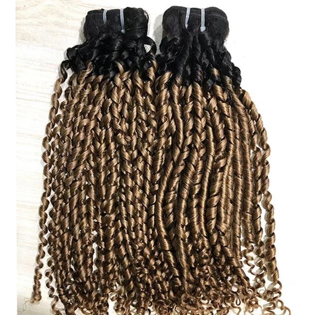 Highlight Double Weft Pixie Curls Human Hair Bundles Extensions 10Inch-26 Inch 0