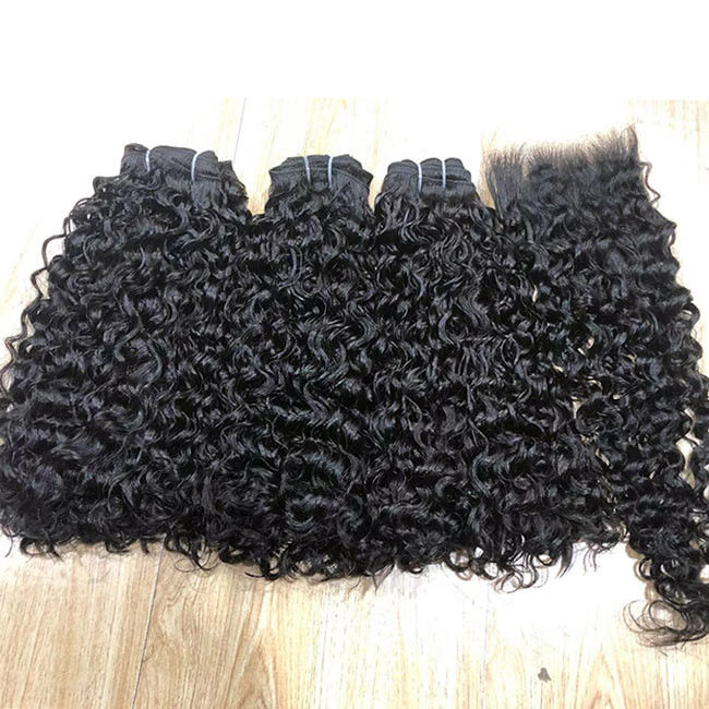 Pissy Pixie Curl Double Drawn Human Hair Bundles Afro Bulk Hair 3Pcs 2
