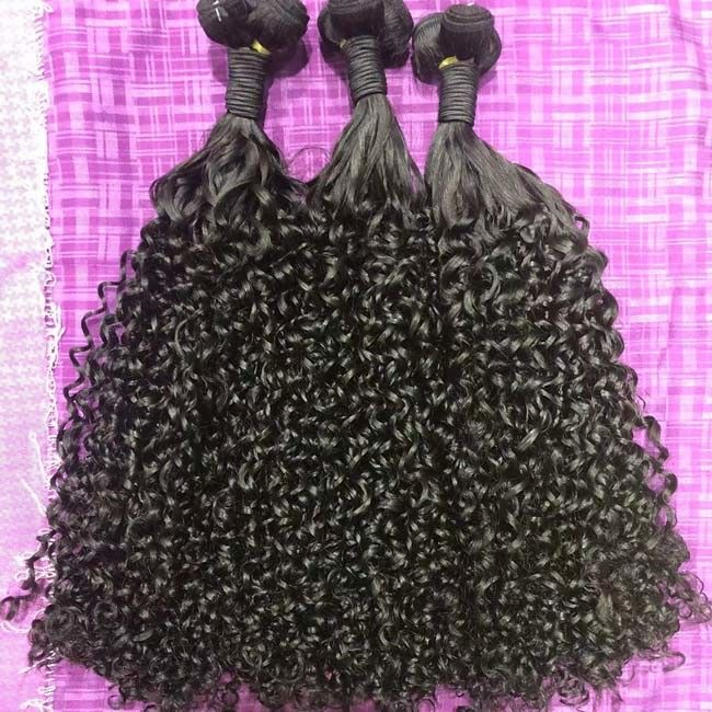 12A Super Funmi Double Drawn Human Hair Curl Bundles Kinky Curly Hair Extensions 0