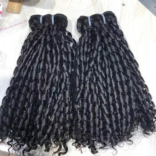 One Donor Virgin Cuticle Aligned Double Drawn Human Hair Bundle Vendors Super Funmi Pixie Curl 0